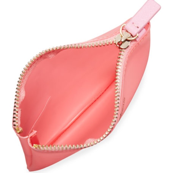 New Neiman Marcus Pink Vinyl Small Flat Pouch - Picture 2 of 2